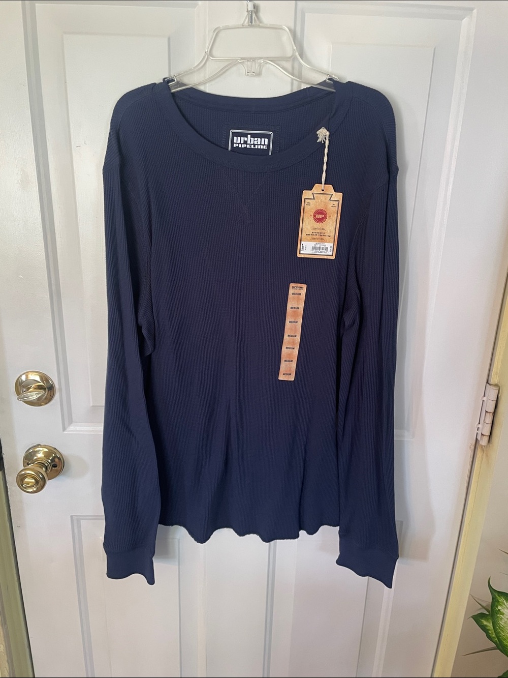 urban pipeline navy thermal waffle long sleeve shirt